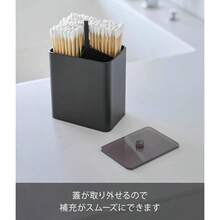 ポップアップ式 綿棒ケース ブラック W9. 6×D6. 6×H10. 8cm タワー tower プッシュ式 綿棒入れ 仕切り付き 10285 - ブラック + W9.6*D6.6*H10.8cm - チェックする 6