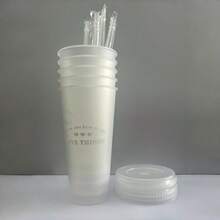 480ml/700ml Reusable Plastic Straw Cup, Large Capacity Portable Cup For Drinking Juice, Coffee, Milk Tea, Suitable For Summer - Multicolor - View 15