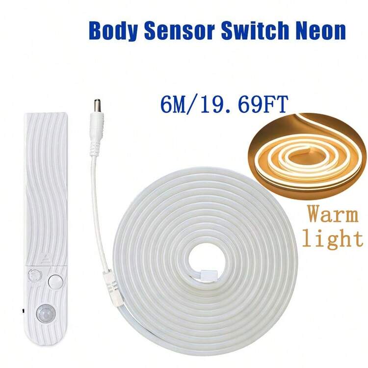 LED Motion Sensor Light Strip, Warm White Human Body Sensor Light, 3.28ft To 32.8ft Extendable Flexible Light Strip, Suitable For Bed, Stairs, Hallway, Cabinet, Bedroom And More - White - View 12