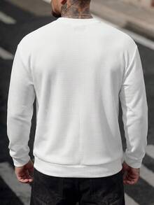 GRDR Men's Casual Daily Commute Versatile Textured Crew Neck Top - White - View 2