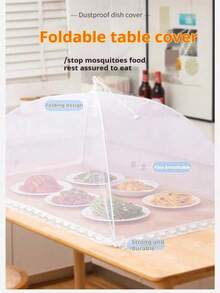 1pc Large White Pop-Up Mesh Food Cover Tent, Foldable And Washable, Suitable For Picnic, BBQ, Party And Outdoor Dining, Anti-Insect Kitchen Supplies - White - View 6
