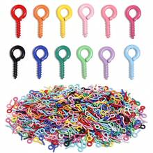 200 buah Konektor Liontin Berulir Paku Keling Mata Domba Besi Warna-warni, Konektor Perhiasan Kasual Aneka Warna untuk Aksesoris Liontin Gelang, Kalung, dan Anting DIY - Sekrup mata domba - View 8