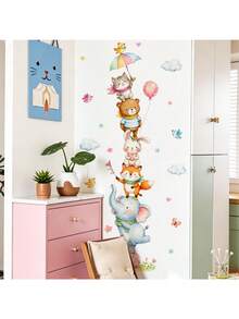 1pc Stackable Cartoon Forest Animal Cloud Balloon Wall Sticker, Removable Self-Adhesive Wall Decal For Kids Kindergarten, Baby Nursery, Playroom, Cute Watercolor Animal Home Decor - Forest Animals - View 5