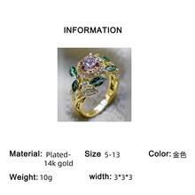 Elegant Luxury 14k Gold Plated Copper Ring, Inlaid With Sparkling Synthetic Cubic Zirconia - Perfect For Engagement, Anniversary And Birthday Gifts, Ideal For Parties And Cocktail Events - Gold - View 4
