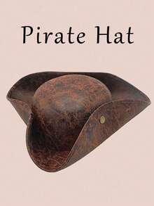 1pc Vintage Pirate Tricorne Hat, Perfect Decoration For Various Parties, High Top Hat, Movie Costume Hat, Clown Hat, Irish Dance Costume Hat, Etc. - Multicolor - View 1