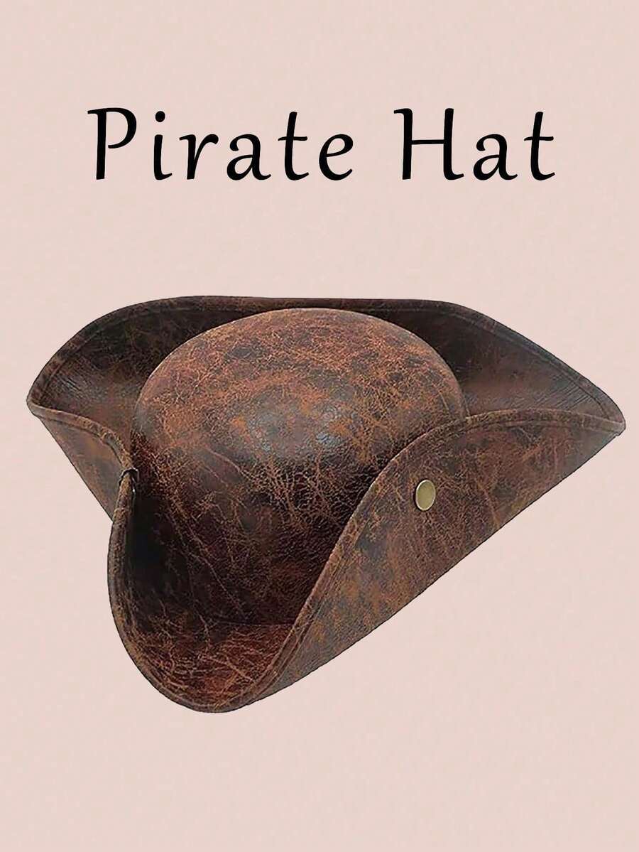 1pc Vintage Pirate Tricorne Hat, Perfect Decoration For Various Parties, High Top Hat, Movie Costume Hat, Clown Hat, Irish Dance Costume Hat, Etc. - Multicolor - View 1