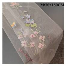 花卉刺繡薄紗桌旗，春季野花風格，季節性夏季蝴蝶廚房餐廳紗飾布，適用於嬰兒洗禮、婚禮、派對、生日 - 查看 12
