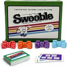 Swooble 卡牌與骰子遊戲，快節奏家庭派對遊戲，附 4 組骰子與 50 張卡牌，同步對戰競速配對，適合遊戲之夜、派對與旅行，快速設置、輕巧好玩，適合 14 歲以上 - 彩色 - 查看 2