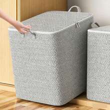 1 Gray Zipper Large Capacity Storage Bag, Clothing Storage Bag, Miscellaneous Storage Bag, Sturdy Handle, Soft Fabric, Suitable For Household Miscellaneous Storage, Clothing Organization, Seasonal Bedding Storage - Grey - View 1
