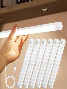 6入組感應式櫥櫃燈 LED感應小夜燈 衣櫥燈 USB充電感應燈,適用於臥室、廚房、浴室、衣櫥、書桌、櫥櫃、樓梯、走廊、居家房間與節慶裝飾 - 感應櫥櫃燈 - 查看 2