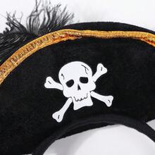 5/1pc Topi Kapten Bajak Laut Halloween, Perlengkapan Pesta Cosplay, Topi Felt Tengkorak - View 4