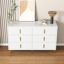 Elegant Sideboard With Modern Design, White And Gold Accents - 白色 - 查看 4