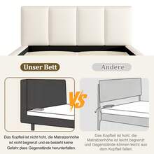 Upholstered Bed 180x200 Beige Bouclé - Integrated Frame - 米色 - 查看 7
