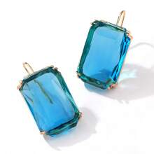 1 Pair Exaggerated Fashion Minimalist Colorful Rhinestone Square Popular Ear Hook Earrings For Women - Earring - View 17