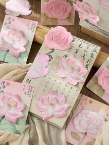 1pc Random Flower Shape Sticky Notes Notepad, Student Office Supplies, School Supplies, Back To School - Multicolor - View 8