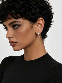 Xiacheng 3/5 Pasang Anting Gantung Salib Bintang Perak untuk Wanita dan Remaja, Anting Gantung Panjang dengan Rumbai, Anting Gantung Berkilau Rhinestone Unik Gaya Y2K - MultiWarna - View 7
