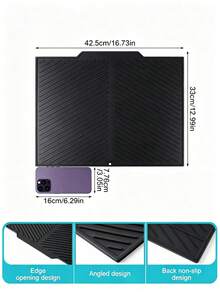 1pc Silicone Dish Drying Mat - Foldable Heat-Resistant Multifunctional Kitchen Drainer Mat, Suitable For Tableware And Utensils - Grey - View 22