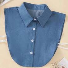 1 buah Kemeja Kasual Denim Wanita dengan Kerah yang Dapat Dilepas, Kerah Tegak, Kerah Berumbai, Aksesori Kemeja dengan Kerah yang Dapat Dilepas - Kerah palsu denim - View 14