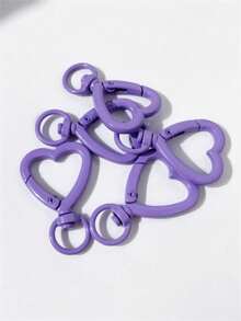5/10/30/60pcs Colorful Rotating Heart-Shaped Lobster Clasp Key Rings Spring Connectors, Suitable For Bags, Dog Leashes, DIY Jewelry Making Accessories - Heart Keychain - View 8