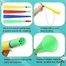 Soccer Ball Vuvuzela Stadium Horns, Plastic Loud Stadium Noise Makers With Lanyard, Football Trumpets For Soccer Games Sports Events Carnival Party Fan Cheering, Noisemakers For Adults - A - View 3