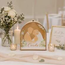 1pc Wooden Rustic Romantic Wedding Gift Card Box, Natural Wood Color With Slot And Acrylic Window, Suitable For Wedding Reception Party, Anniversary Decoration Card Box - 1PC - View 7