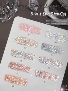 MISS SHAKA 10ml 5-In-1 One-Step Summer Nail Gel Polish, Powder Blue Gold Glitter Sequin, 2026 Super Shiny Galaxy White Fine Glitter, All-Season Popular Color Gel Nail Art Mini Set Series Nail Supplies - Multicolor - View 7