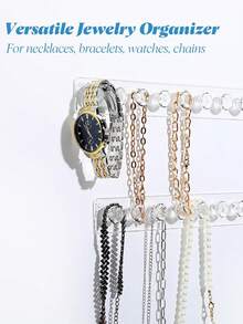 3M 1/4pcs Acrylic Necklace Storage Rack, Wall-Mounted Necklace Hooks, Diamond-Shaped Jewelry Organizer, Suitable For Necklaces, Bracelets, Chains, Women's Transparent Crystal Display Stand - View 7