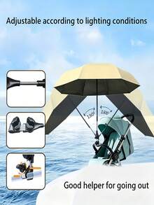 Payung Matahari Stroller UPF 50+ yang Dapat Diputar 360° dengan Pegangan Penjepit Lengan Fleksibel, Perlengkapan Pelindung Matahari Musim Panas untuk Stroller, Sepeda, Kursi Roda, Payung Pantai, Cocok untuk Berkemah, Memancing, Kursi Luar Ruangan - A - View 3
