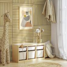 Large Size Detachable Wood Grain Vertical Slat Decorative Wall Panel / Wall Sticker, 30cm*60cm Single Piece Significantly Reduces Seam Gaps, Gentle Low-Residue Design Friendly For Rental Home Renovation, Fully Removable Without Damaging Wall Latex Paint, Vertical Slat Visual Stretch Height, Instantly Removes Oppressive Feeling For Small Apartments - GS-9-piece - View 12
