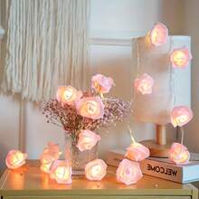 10-Light String Artificial Rose Lights, Suitable For Mother's Day, Backyard, Bar, Cafe Style, Camping Lighting, Patio, Wedding, Bedroom, Birthday Party, Graduation Season, Bar And Garden Decoration (Battery Not Included) - Rose String Lights - View 7