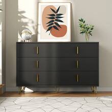Elegant Sideboard With Modern Design, White And Gold Accents - 黑色 - 查看 11