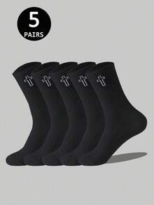 1/5/10/20 Pairs Unisex Cross Sports Socks, Casual Minimalist Style Suitable For Dating And Sports Wear - Multicolor - View 20