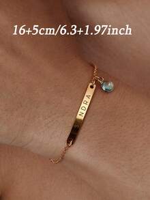 1PC Personalized Birthstone Friendship Sister Bracelet, Stainless Steel Bracelet, Women's Customized Jewelry, Bridesmaid Unique Gift, Customized Name Bracelet, Personalized Bracelet, Women's Bracelet, Thanksgiving, Back To School, Christmas, Halloween Gift, Name, Engraved Summer Bracelet - Multicolor 3 - View 5