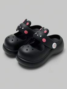 Damen-Sandalen mit Hasenohren und dicker Sohle, niedliche, atmungsaktive EVA-Strandpantoffeln mit Cartoon-Motiv, geeignet für alle Jahreszeiten, bezaubernde Outdoor-Sandalen, Cut-Out - Schwarz - Übersicht 11