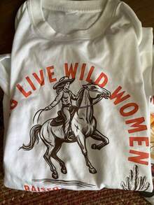 Long Live Wild Women | Womens Rights Vintage  Shirt, Western Grunge Cowgirl, Resist  Graphic Crewneck, Freedom TShirts - 白色 - 查看 3