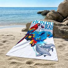 1pc Island Style Parrot & Coral Fish Microfiber Beach Towel, Soft Absorbent Lightweight Towel, Suitable For Adults And Teens, Perfect For Beach, Travel And Swimming Beach Blanket - Multicolor - View 5