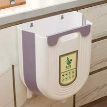 Wall-Mounted Folding Trash Can, Kitchen Cabinet Hanging Garbage Bin, Hands-Free Lid, Removable Inner Liner, Under Sink Trash Can, Compact Space-Saving Storage, Suitable For Bathroom, Office, Bedroom, Diaper Pail Alternative, Easy Installation, Stainless Steel Hook - A - View 12