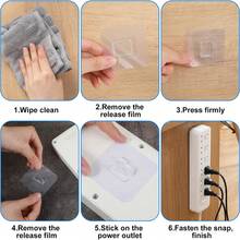 Removable Wall-Mounted Fasteners, No-Drill Transparent Adhesive Hooks, Suitable For Kitchen, Bathroom, Office Organization - A - View 7