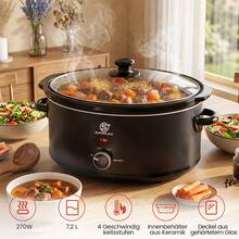 SUPERLEX 180W Electric Frying Pan, Multi-Function Cooking Pot, Electric Hot Pot And Rice Cooker With Non-Stick Coating For Easier Cleaning; Multi-Function Slow Cooker With Four Speed Settings, Pizza Cooker And Adjustable Temperature; Suitable For Home Kitchen; Casseroles And Slow Cookers Can Easily Prepare Corn Soup, Mixed Stews, Beef Broth And Pork Rib Soup, Healthy Porridge And Dessert Soup - EU F Type Plug(220-240V) - View 11