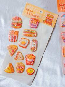 3D Glitter Shaker Cup Embossed Crystal Liquid Stickers, Cute Cartoon Food Series Planner Stickers, Mixed Decorative Scrapbook Stickers - Multicolor - View 12