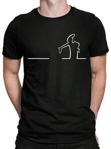 Local Stock, Brand, Balum La Linea Men's T-Shirt - 黑色 - 查看 2