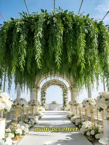 10/5/1pc Artificial Hanging Vine Leaves, Faux Willow Branches, Artificial Greenery Green Leaves Fake Ivy, Suitable For Wall, Balcony, Garden, Wedding, Windowsill, Party Garland Decoration, Home Indoor/Outdoor Garden DIY Basket Flower Pot Filler, UV Resistant - Green - View 9