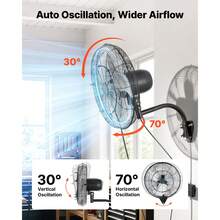 Ventilador de pared , ventilador colgante de pared de 20 pulgadas con oscilación y nebulizador, control remoto, clasificación IP44, 3 velocidades, temporizador de 18 horas, control de temperatura, potente para industria, comercio, garaje, taller, gimnasio. - 20 pulgadas con oscilación y nebulizador - Ver 6