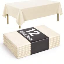 1/3/6/12pcs Ivory White Solid Color Plastic Party Tablecloths - 54" X 108" - Disposable Tablecloths, Suitable For Parties And Picnics, Perfect For Weddings, Christmas, Thanksgiving, Halloween - Ivory White - View 1