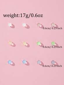 6 Pairs Minimalist Small Multi-Color Ball Stud Earrings Set, Women's Jewelry Gift For Daily Casual Commute And Outings - Multicolor - View 5