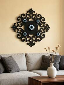 1pc Bohemian Style Evil Eye Wall Decor, Room Decoration, Turkish Blue Eye Wall Hanging, Mysterious Evil Eye Decorative Pendant, Vintage Carved Hollow Pattern Wall Decor - Evil Eye - View 7