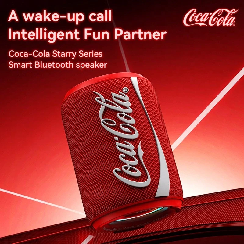 Coca-Cola T39 Portable Wireless Bluetooth Speaker, Soda Can Design, Smart Assistant Support, 53mm Driver Unit, Dynamic Light Effects, BT 5.4, TF Card Playback, Lanyard Included, Great Gift