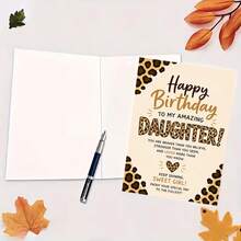 1pc Funny Greeting Card Leopard Print Birthday Greeting Card For Daughter Inspirational Message Flat Paper Card For Birthday Celebration And Special Occasion Gift - Greeting Card + Envelope - View 5