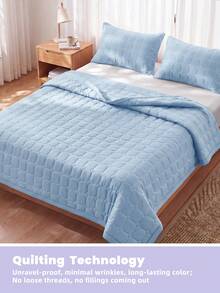 1pc Cooling Air Conditioning Quilt, Blue Bedding Cover, Breathable And Lightweight, Super Soft And Comfortable, Suitable For Single/Double/Queen/King Size Beds, Home And Dorm Use, Pillow And Pillowcase Not Included, Machine Washable - Blue - View 8