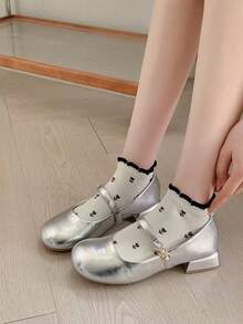 5/10 Pairs Girls Big Kids Spring Sweet Floral Bow Puff Cuff Short Socks - Multicolor - View 9